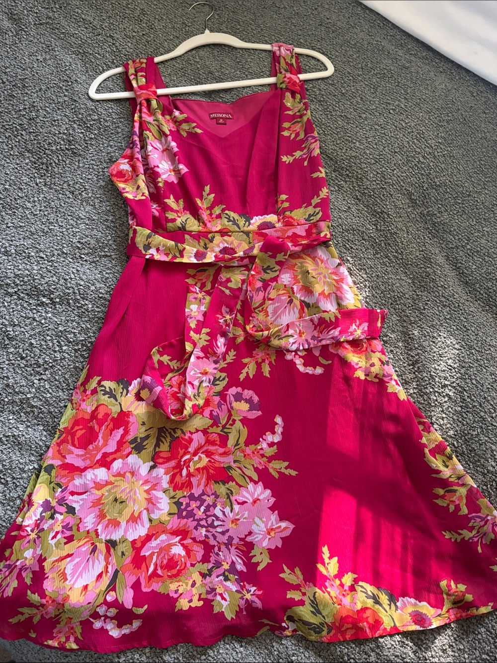 Merona Hot Pink Floral Tie-Waist Sundress